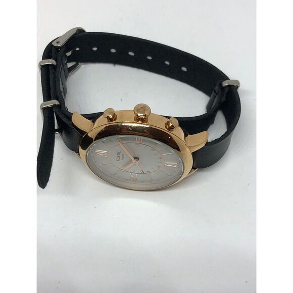 Fossil FTW5018 Womens Black Leather Analog Dial Genuine Hybrid Smart Watch CM284 - Picture 7 of 9